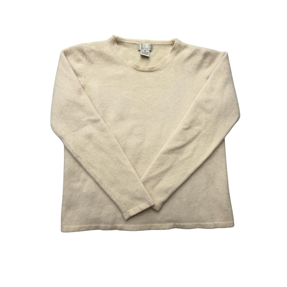 Belford 100% Cashmere Sweater Womens M White Crew Neck Soft‎ Luxury Knit